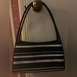 Liz Claiborne Striped Coated Canvas Hard Shell Shoulder Bag GUC